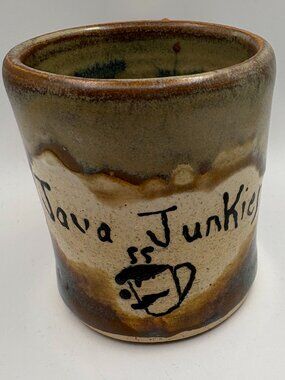 Handmade Pottery Java Junkies Coffee Mug Rustic Studio Pottery
